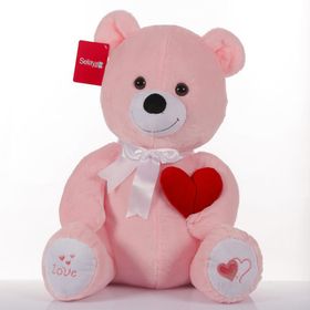 Selay Yumoş Ayı 47 cm Pembe Kalpli Peluş Ayı