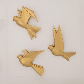 Selim Mouette 3'lü Altın Dekoratif Kuş
