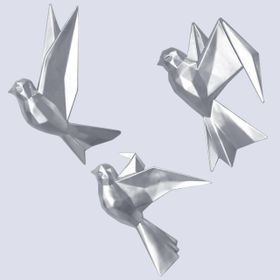 Selim Mouette 3'lü Gümüş Dekoratif Kuş