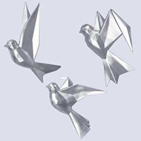 Selim Mouette 3'lü Gümüş Dekoratif Kuş