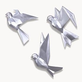 Selim Mouette 3'lü Gümüş Dekoratif Kuş