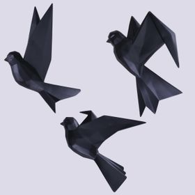 Selim Mouette 3'lü Siyah Dekoratif Kuş