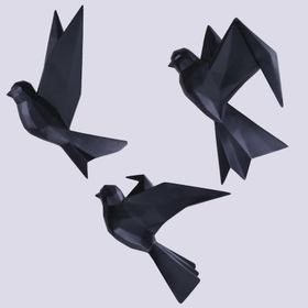 Selim Mouette 3'lü Siyah Dekoratif Kuş