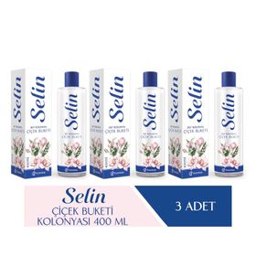 Selin 3x400 ml Çiçek Buketi Pet Şişe Kolonya