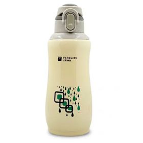 Sema Baby Krem Penguen Kilitli Çelik 600 ml Bebek Termosu