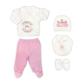Sema Baby Prenses Lüks 5 Parça Hastane Çıkışı Zıbın Seti