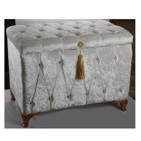 Sema Home Su Gold Ayaklı Büyük Kadife Kaplamalı Ceyiz Sandığı