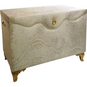 Sema Home Su Gold Ayaklı Büyük Kadife Kaplamalı Ceyiz Sandığı