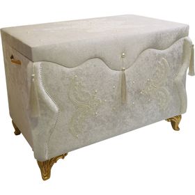 Sema Home Su Gold Ayaklı Büyük Kadife Kaplamalı Ceyiz Sandığı