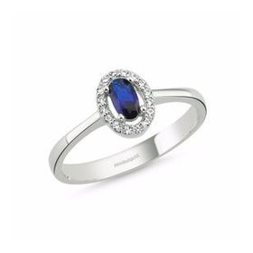 Sembol Gold 0.30 Karat Oval AquaBlue Anturaj Altın Yüzük