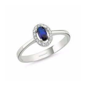 Sembol Gold 0.30 Karat Oval AquaBlue Anturaj Altın Yüzük