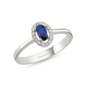 Sembol Gold 0.30 Karat Oval AquaBlue Anturaj Altın Yüzük