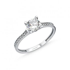 Sembol Gold 0.65 Karat Zirconia Beyaz Altın Tektaş Yüzük