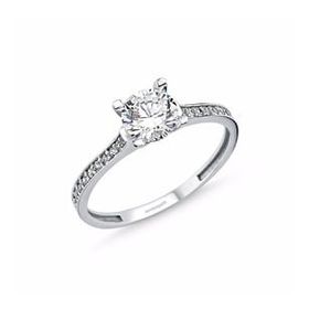 Sembol Gold 0.65 Karat Zirconia Beyaz Altın Tektaş Yüzük
