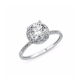 Sembol Gold 1.00 Karat Zirconia Beyaz Altın Tektaş Yüzük