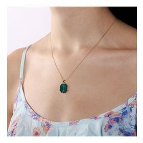 Sembol Gold 14 Ayar 1.5 cm Kalpli Yonca Mine Tasarım Altın Kolye