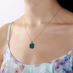 Sembol Gold 14 Ayar 1.5 cm Kalpli Yonca Mine Tasarım Altın Kolye