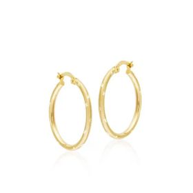 Sembol Gold 14 Ayar 2,5 cm Kalemli Altın Halka Küpe