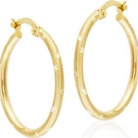 Sembol Gold 14 Ayar 2,5 cm Kalemli Altın Halka Küpe