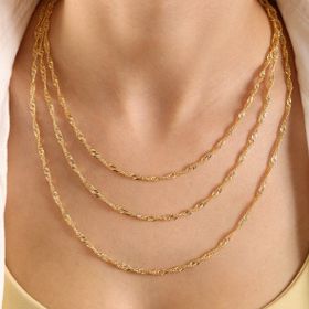 Sembol Gold 14 Ayar Altın 45 cm 3.0 mm Singapur Zincir