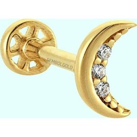 Sembol Gold 14 Ayar Altın Ay Tragus Piercing