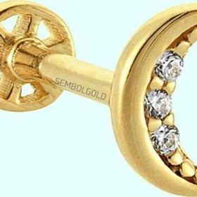 Sembol Gold 14 Ayar Altın Ay Tragus Piercing