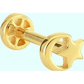 Sembol Gold 14 Ayar Altın Ayyıldız Tragus Piercing