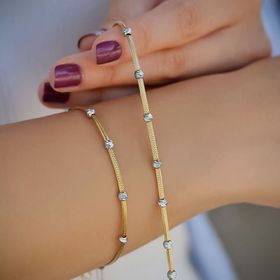 Sembol Gold 14 Ayar Altın Beyaz Dorikalı Bileklik