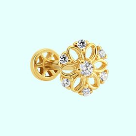 Sembol Gold 14 Ayar Altın Çiçek Tragus Piercing