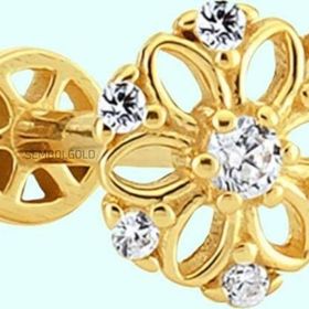 Sembol Gold 14 Ayar Altın Çiçek Tragus Piercing