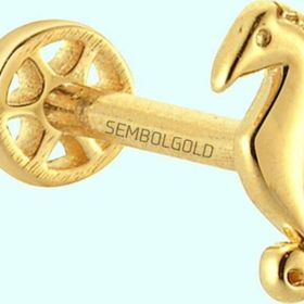 Sembol Gold 14 Ayar Altın Deniz Atı Tragus Piercing
