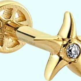 Sembol Gold 14 Ayar Altın Deniz Yıldız Tragus Piercing