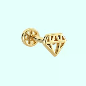 Sembol Gold 14 Ayar Altın Diamond Tragus Piercing
