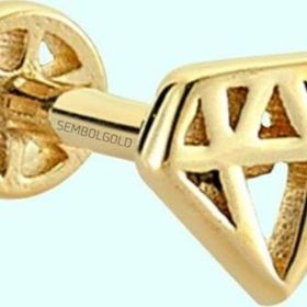 Sembol Gold 14 Ayar Altın Diamond Tragus Piercing