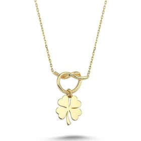 Sembol Gold 14 Ayar Altın Düğüm Yoncalı Kolye Altın Kolye