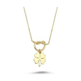 Sembol Gold 14 Ayar Altın Düğüm Yoncalı Kolye Altın Kolye