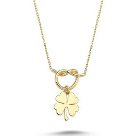 Sembol Gold 14 Ayar Altın Düğüm Yoncalı Kolye Altın Kolye