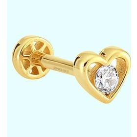Sembol Gold 14 Ayar Altın Kalp Tektaş Tragus Piercing