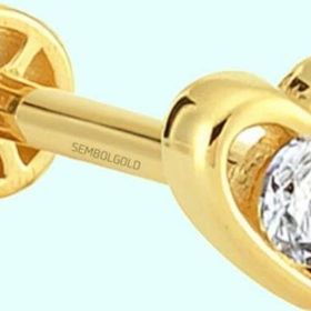 Sembol Gold 14 Ayar Altın Kalp Tektaş Tragus Piercing
