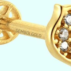 Sembol Gold 14 Ayar Altın Kuş Tragus Piercing