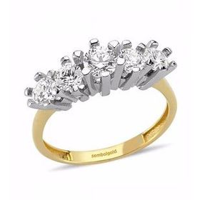 Sembol Gold 14 Ayar Altın Swarovski Taşlı 5 Taş Yüzük