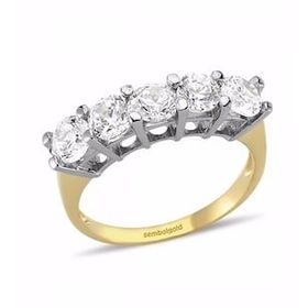 Sembol Gold 14 Ayar Altın Swarovski Taşlı 5 Taş Yüzük