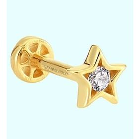 Sembol Gold 14 Ayar Altın Taşlı Yıldız Tragus Piercing