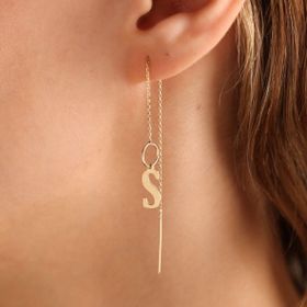 Sembol Gold 14 Ayar Altın Tek Adet Bütün Harfler Mevcut Harf Küpe