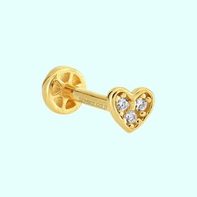 Sembol Gold 14 Ayar Altın Üçtaş Kalp Tragus Piercing