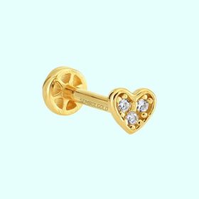 Sembol Gold 14 Ayar Altın Üçtaş Kalp Tragus Piercing