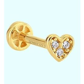 Sembol Gold 14 Ayar Altın Üçtaş Kalp Tragus Piercing