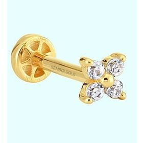 Sembol Gold 14 Ayar Altın Yonca Tragus Piercing