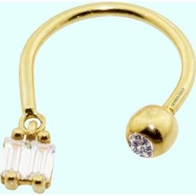 Sembol Gold 14 Ayar Baget Taşlı Altın Yarım Halka Kulak Piercing