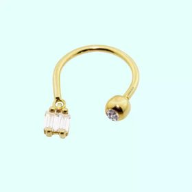 Sembol Gold 14 Ayar Baget Taşlı Altın Yarım Halka Kulak Piercing